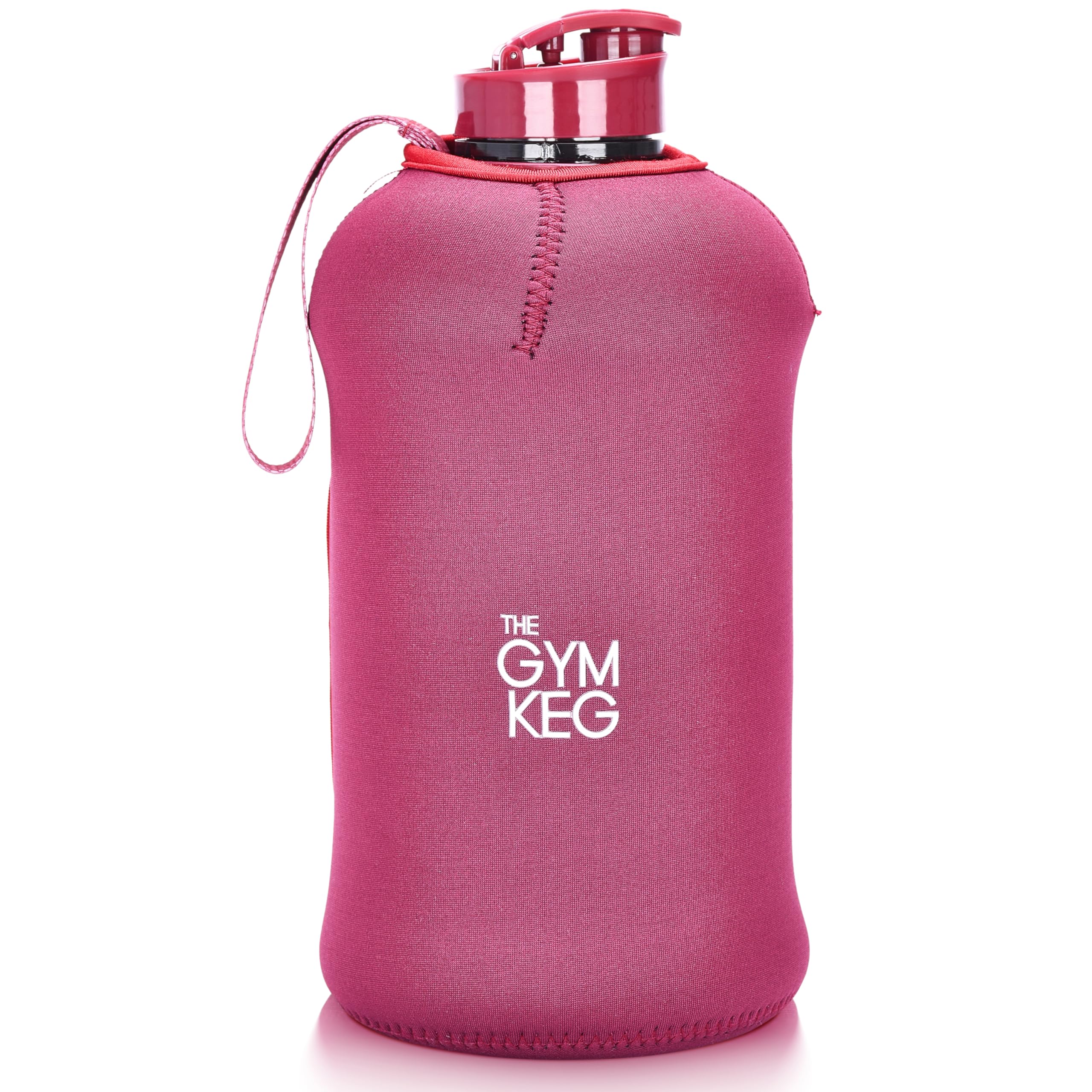 Gym Keg - Half Gallon Water Bottle with Sleeve - Reusable Gym Bottle for Men - Insulated Sleeve - Daily Drinking Bottle for Men and Women - Ideal for Workout Exercise and Sport (Maroon)