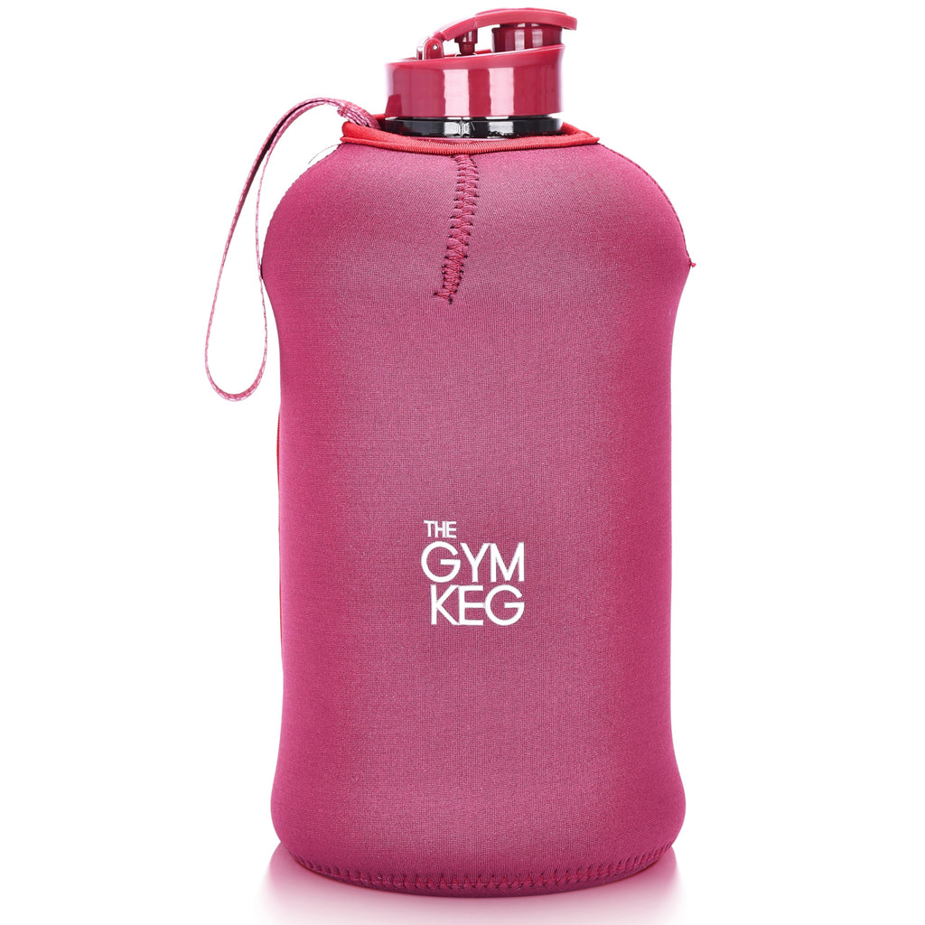 Gym Keg - Half Gallon Water Bottle with Sleeve - Reusable Gym Bottle for Men - Insulated Sleeve - Daily Drinking Bottle for Men and Women - Ideal for Workout Exercise and Sport (Maroon)
