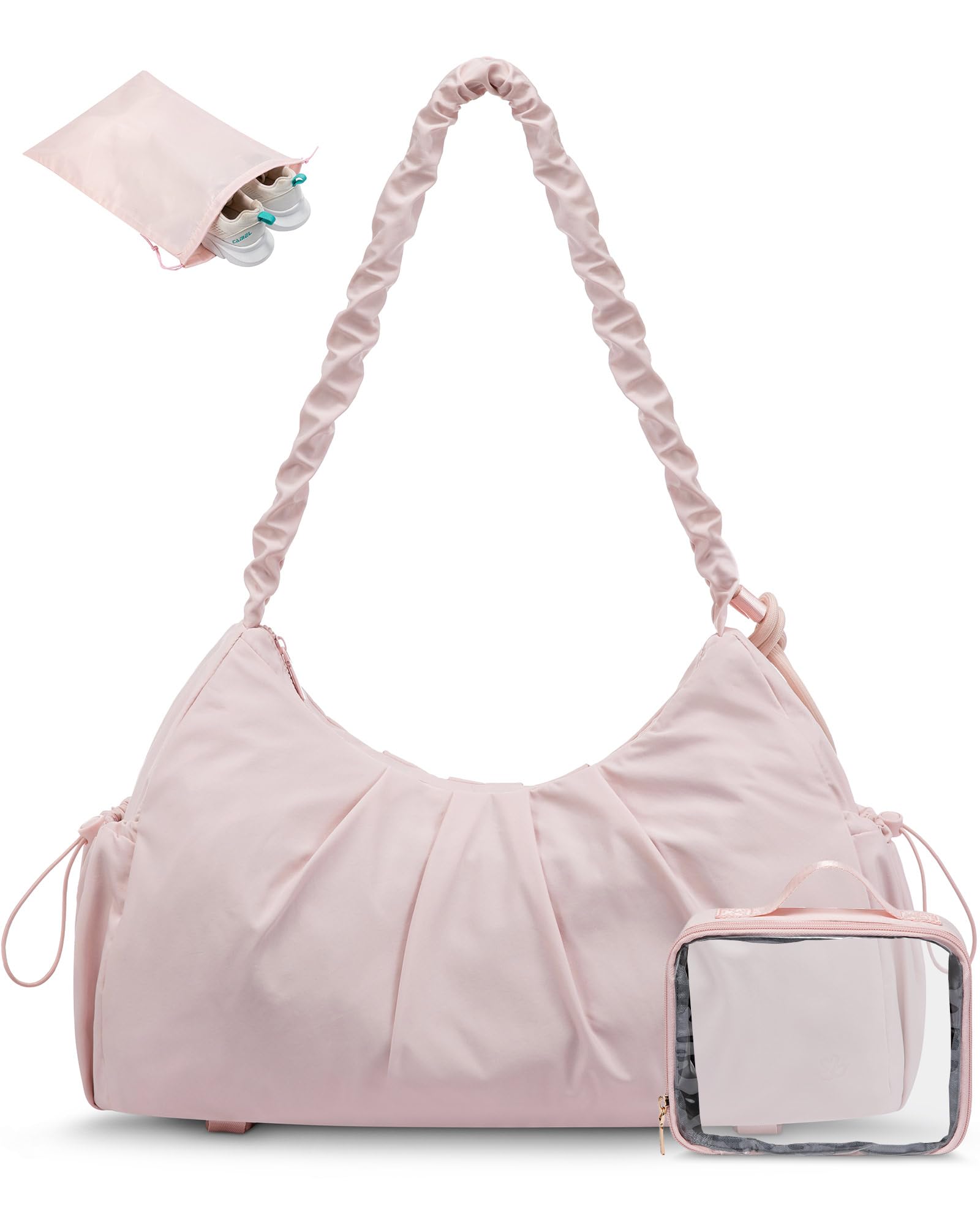 LOVEVOOK Gym Bag for Women Sports Duffel BagWeekender Travel Bag With Wet Pocket Water Resistant Sports Gym Tote Bags with Hidden Yoga Mat Holder-Pink