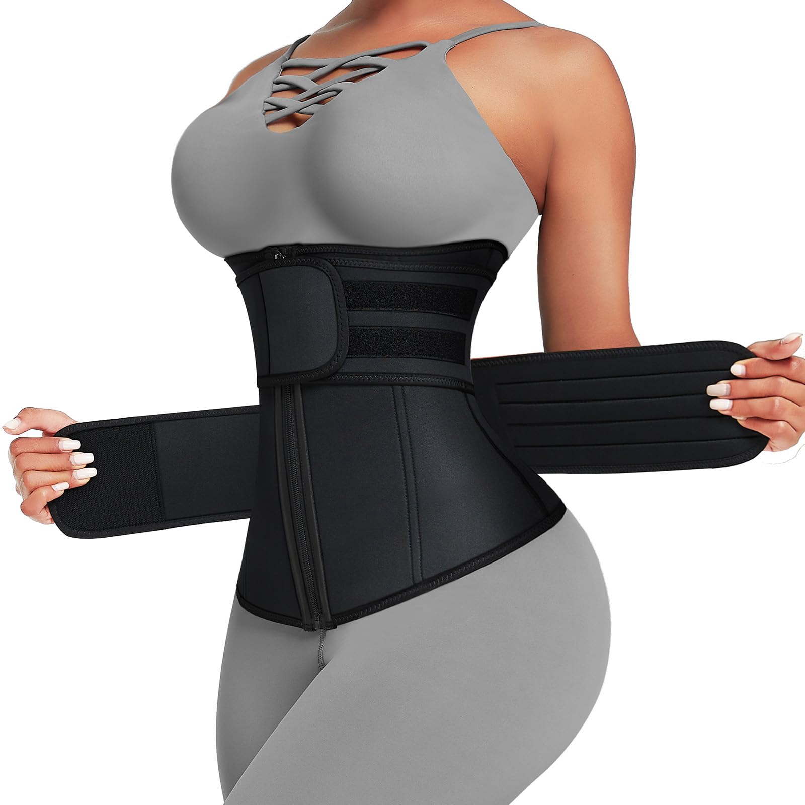 Lover-Beauty Waist Trainer for Women with Strap Gym Corset Waist Trimmer Body Shaper Black M